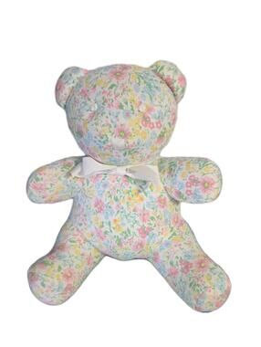 Ralph Lauren Yellow Teddy Bear  Gingham Floral Bow Plush Stuffed Baby Toy 9"